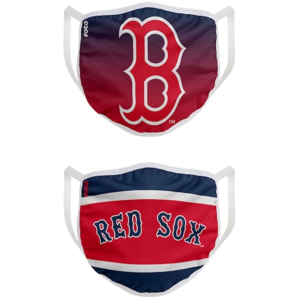 2 Licensed Boston RedSox MLB Adult Face Masks